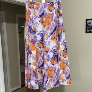 Floral Purple and Orange Women's Skirt